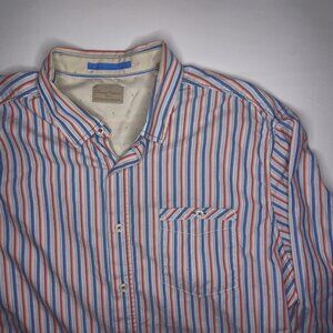 Tommy Bahama Mens Long Sleeve Button Up Shirt L 100% Cotton VTG Striped